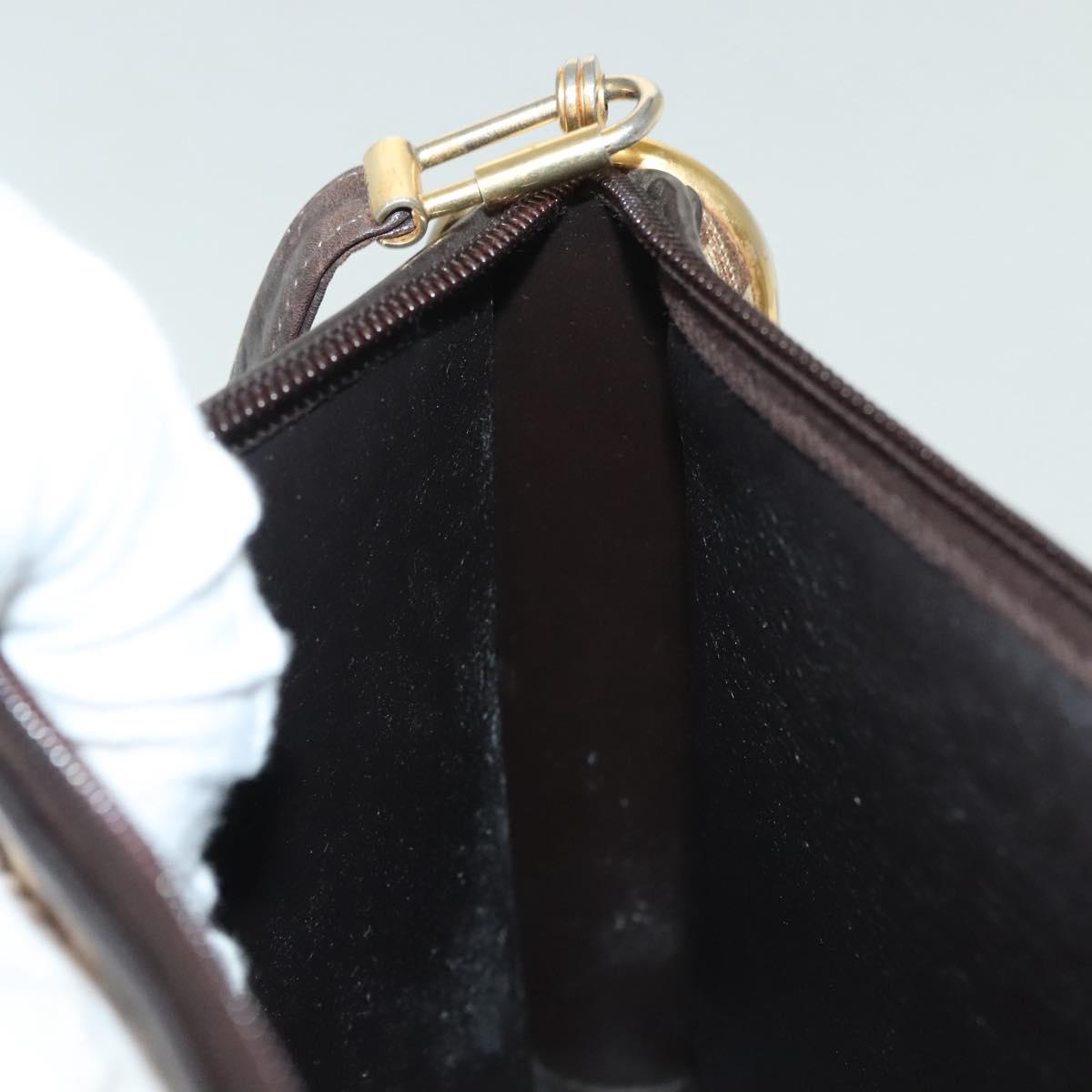 Christian Dior Trotter Canvas Shoulder Bag Brown Gold Auth ep10855