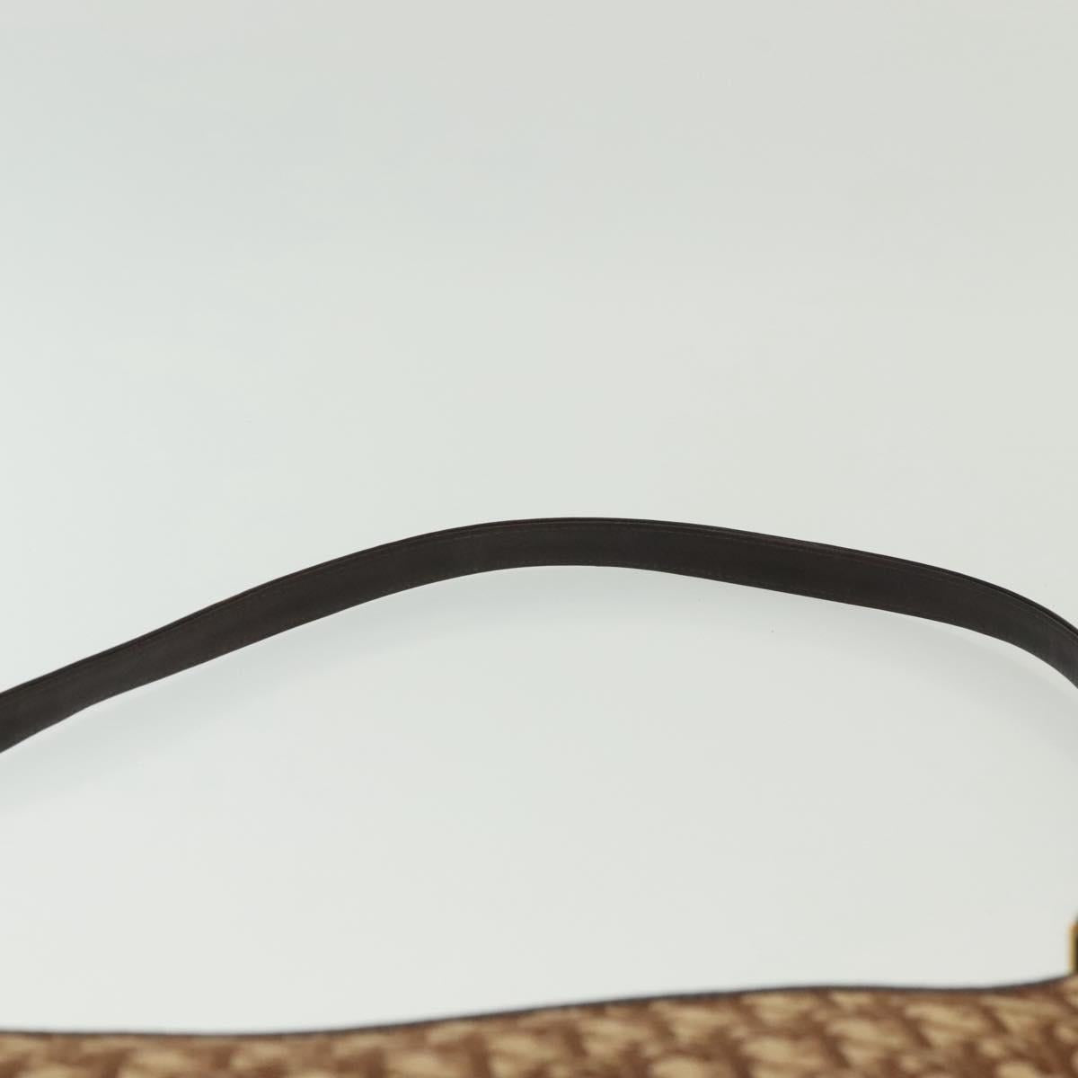 Christian Dior Trotter Canvas Shoulder Bag Brown Gold Auth ep10855