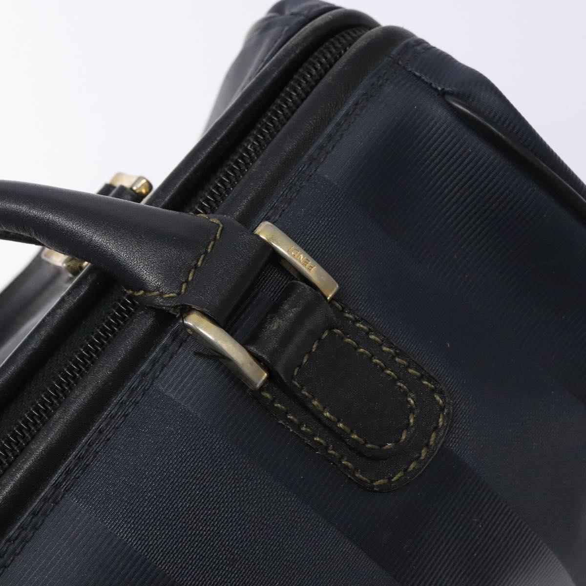 FENDI Pecan Canvas Hand Bag Navy Gold Auth ep10858