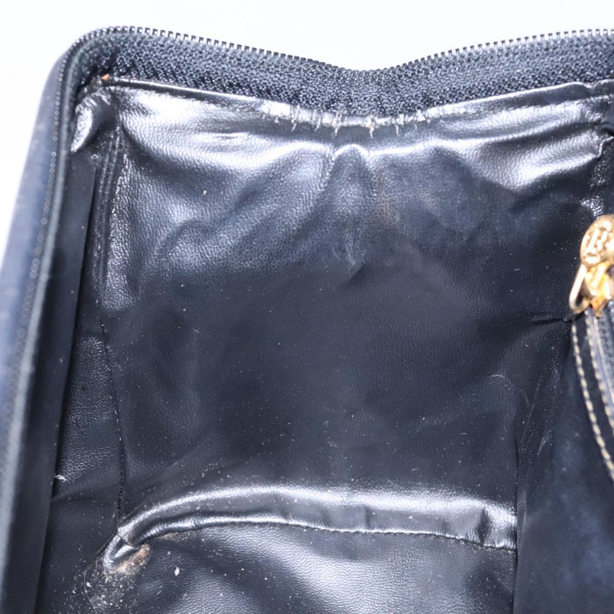 FENDI Pecan Canvas Hand Bag Navy Gold Auth ep10858
