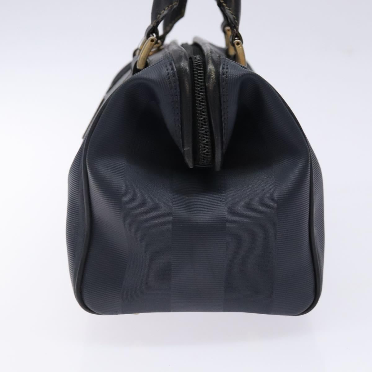FENDI Pecan Canvas Hand Bag Navy Gold Auth ep10858