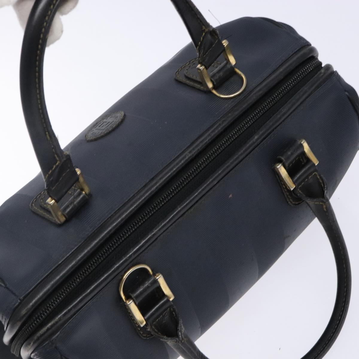 FENDI Pecan Canvas Hand Bag Navy Gold Auth ep10858