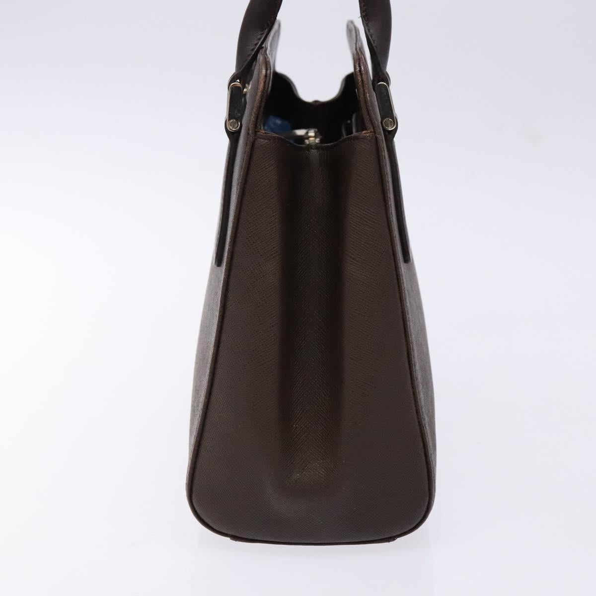 BURBERRY Hand Bag Leather Silver Brown Auth ep10861