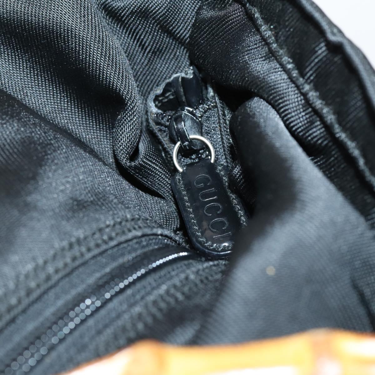 GUCCI Bamboo Tote Bag Nylon Black Silver 002 2052 0412 5 Auth ep10866