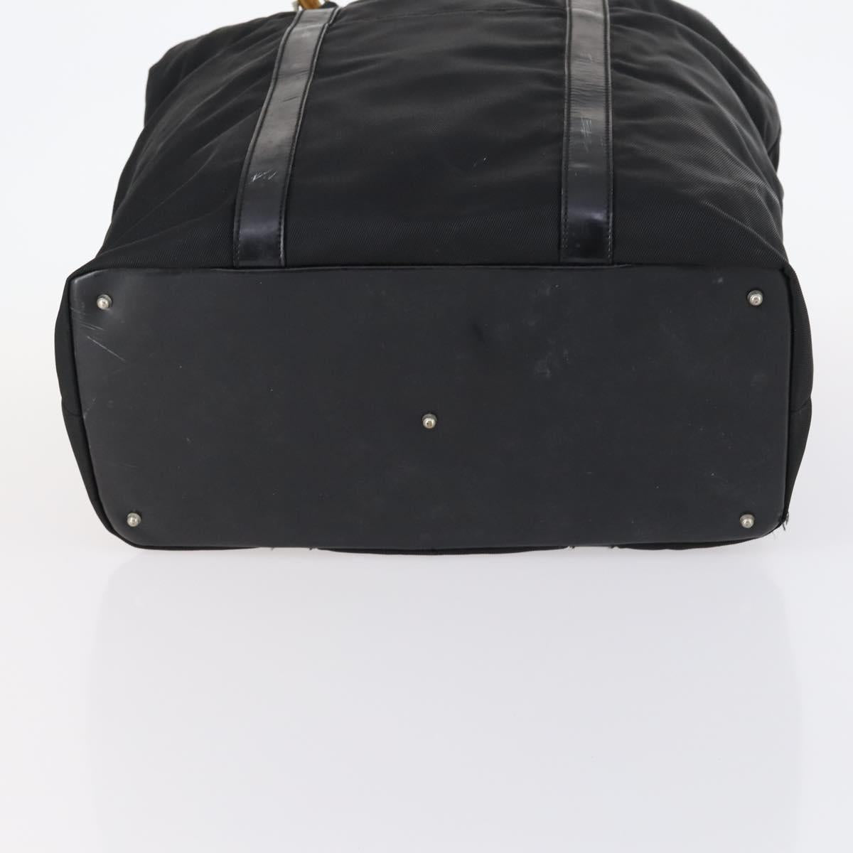 GUCCI Bamboo Tote Bag Nylon Black Silver 002 2052 0412 5 Auth ep10866