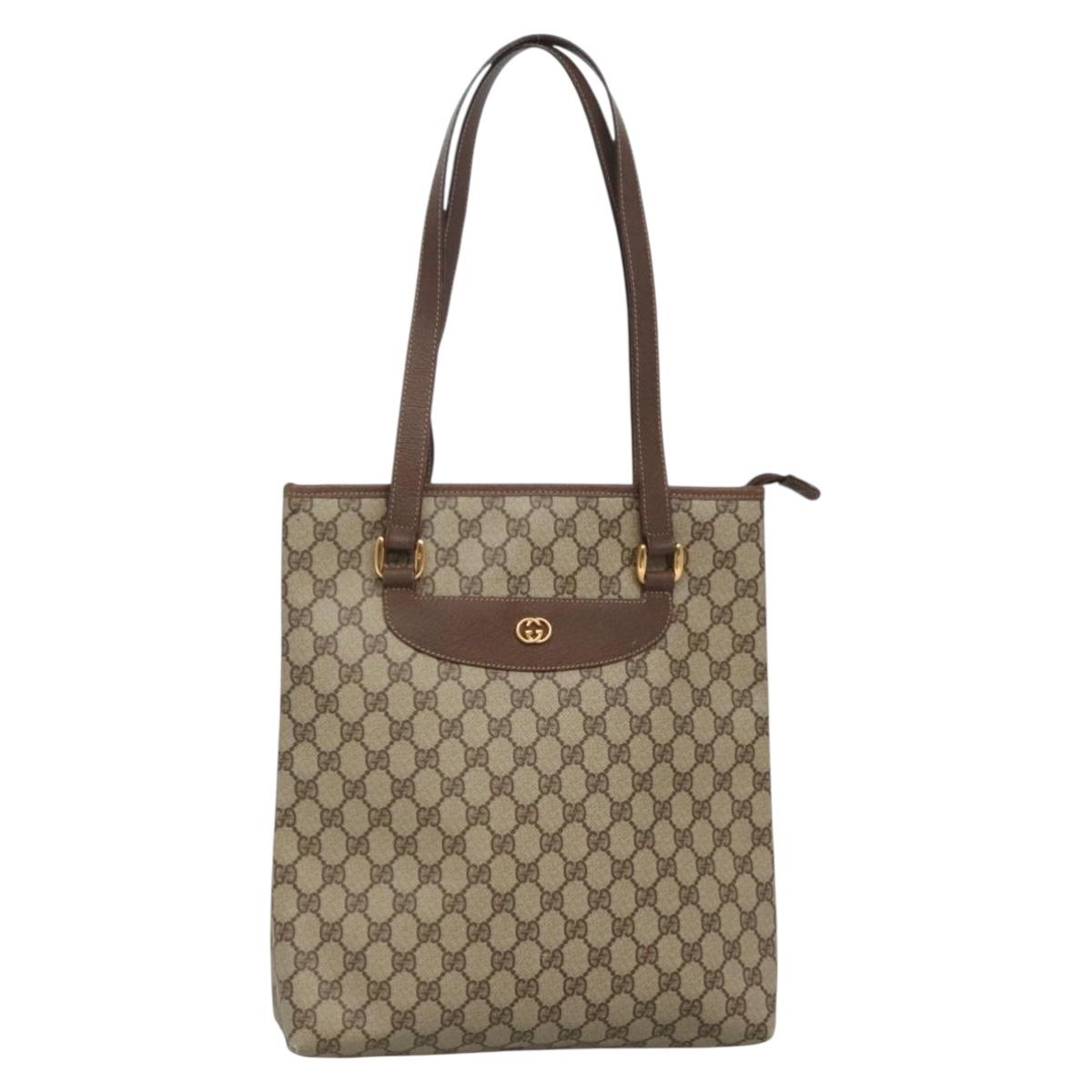 GUCCI GG Supreme Tote Bag PVC Beige Gold 002 39 6130 9411 Auth ep10867