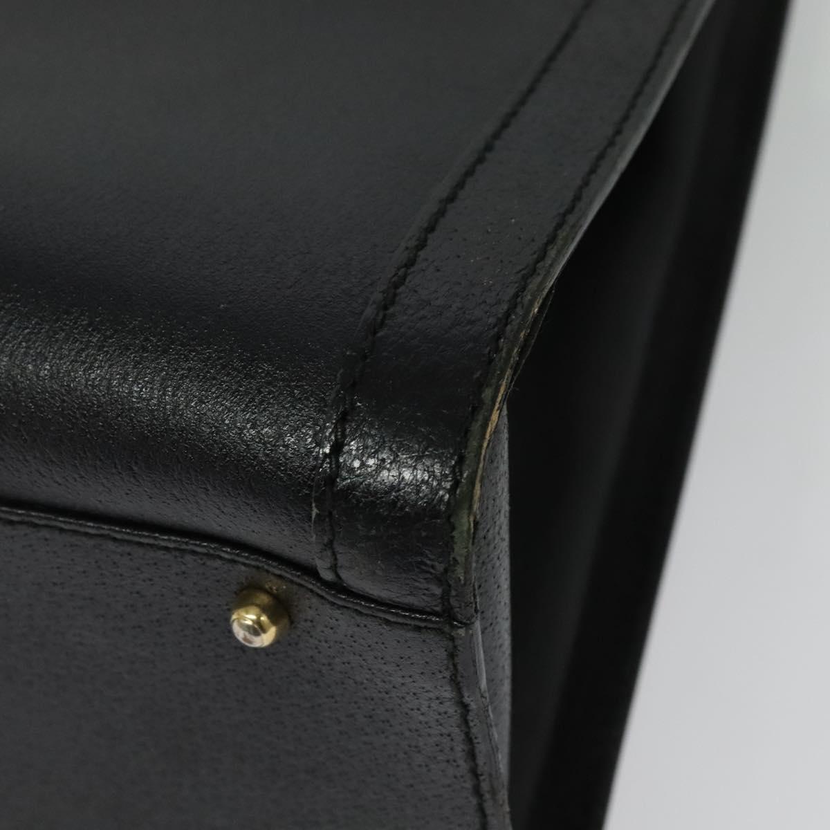 GUCCI Bamboo Hand Bag Leather Black Gold 02 123 0260 Auth ep10868