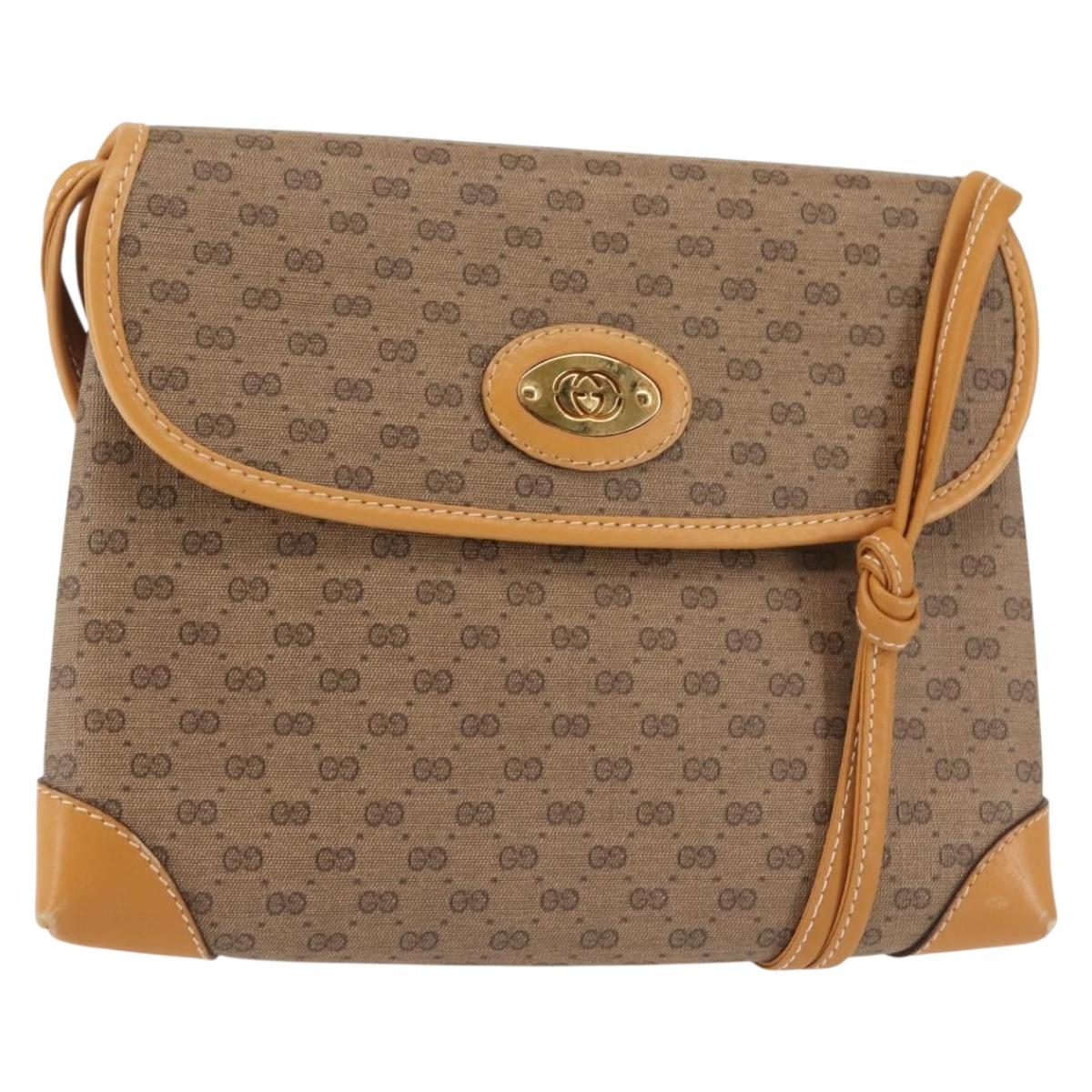 GUCCI Micro GG Supreme Shoulder Bag PVC Beige Gold 007 92 5548 Auth ep10883