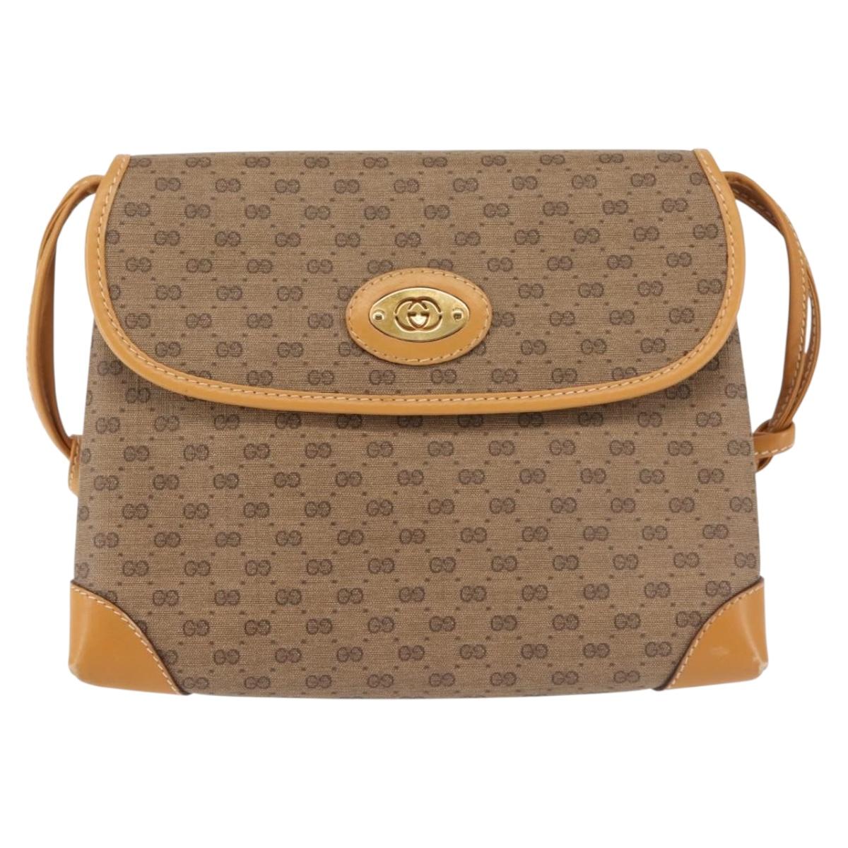 GUCCI Micro GG Supreme Shoulder Bag PVC Beige Gold 007 92 5548 Auth ep10883