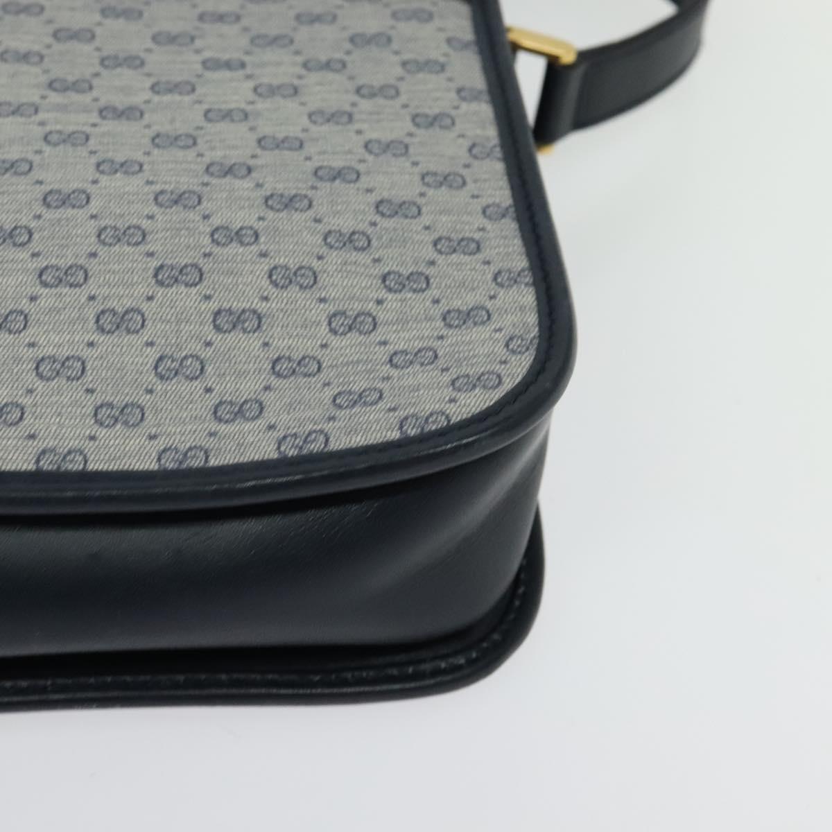 GUCCI Micro GG Supreme Shoulder Bag PVC Navy Gold 001 256 1308 Auth ep10887