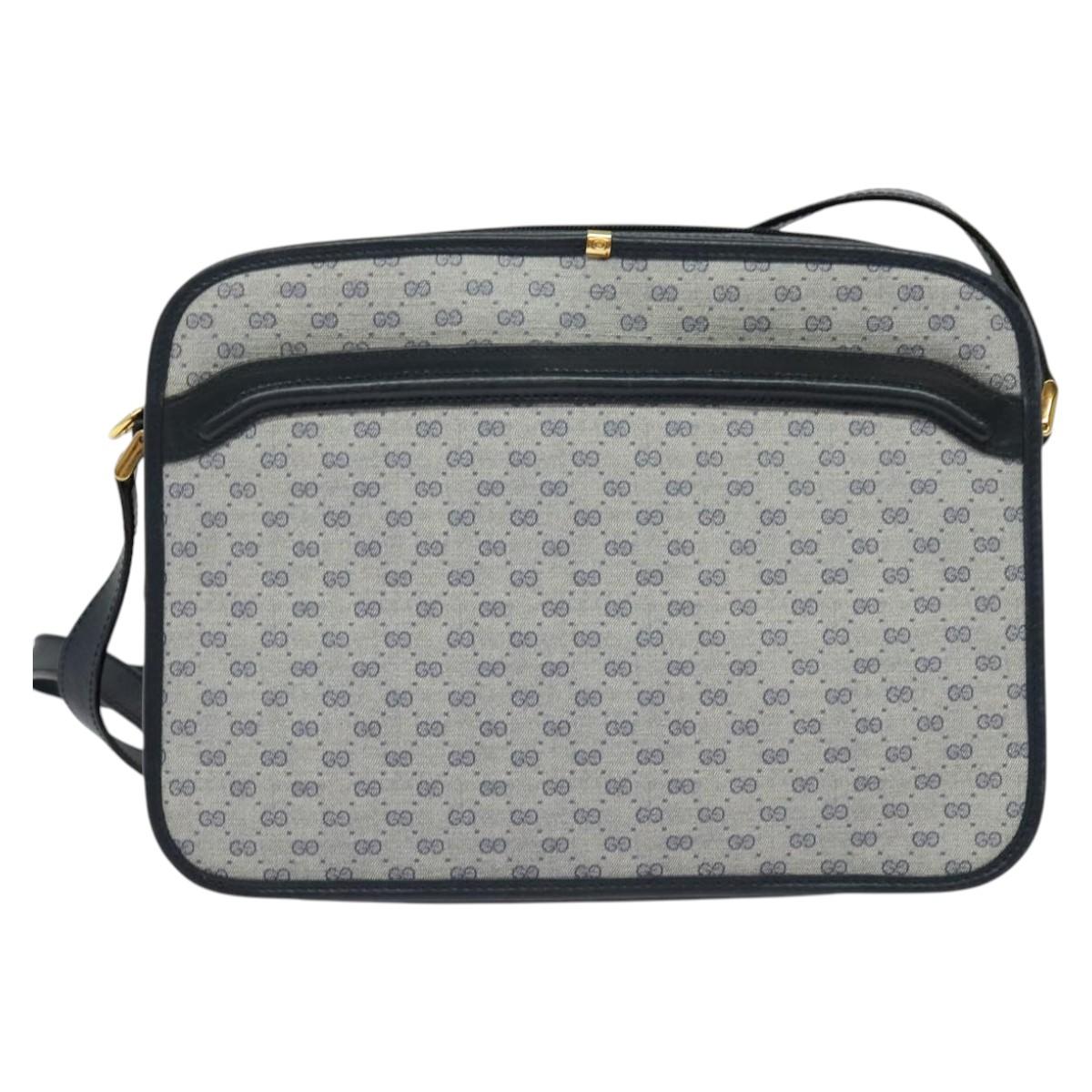 GUCCI Micro GG Supreme Shoulder Bag PVC Navy Gold 001 256 1308 Auth ep10887