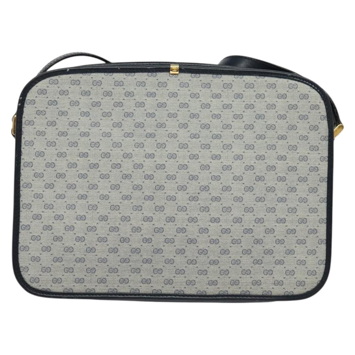 GUCCI Micro GG Supreme Shoulder Bag PVC Navy Gold 001 256 1308 Auth ep10887