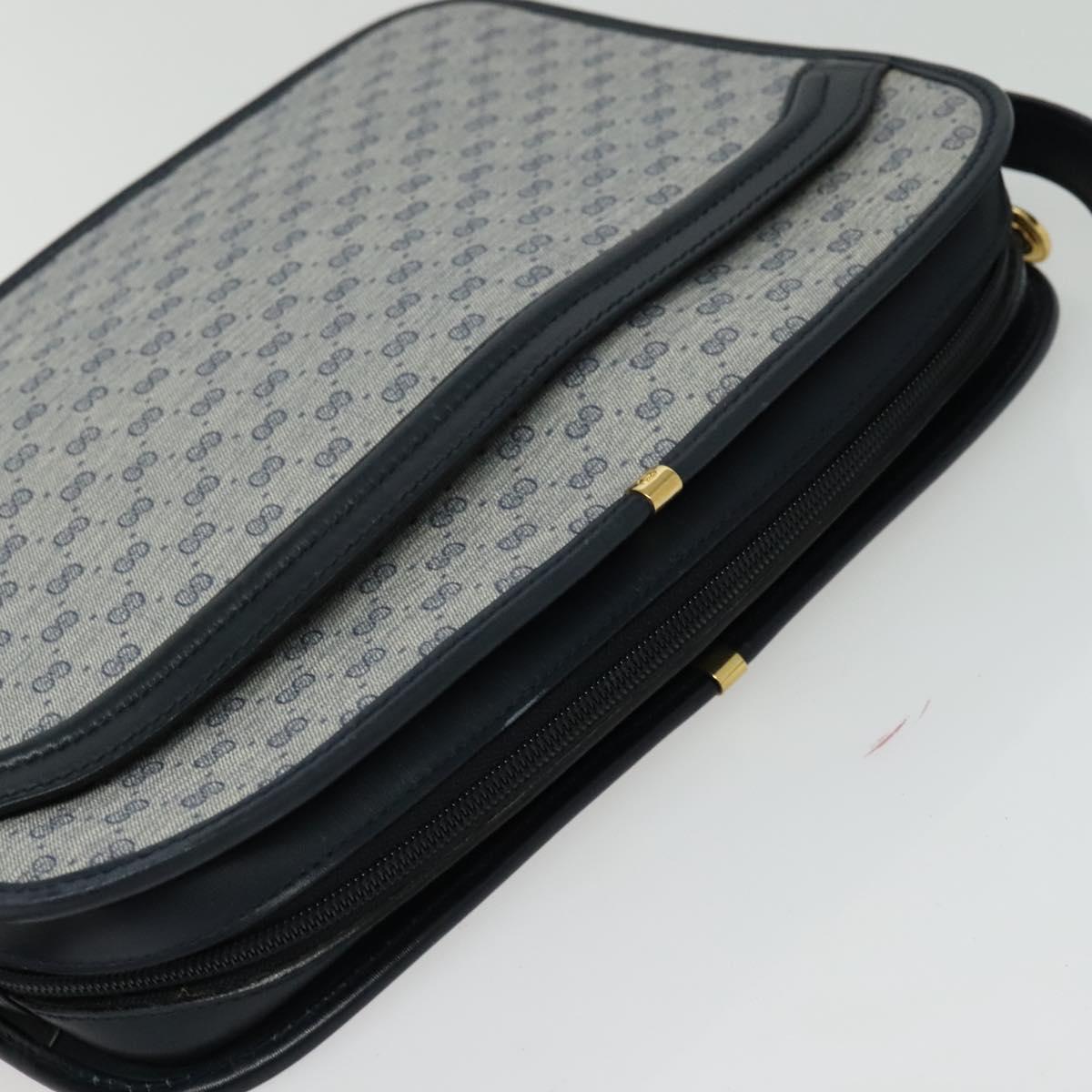 GUCCI Micro GG Supreme Shoulder Bag PVC Navy Gold 001 256 1308 Auth ep10887