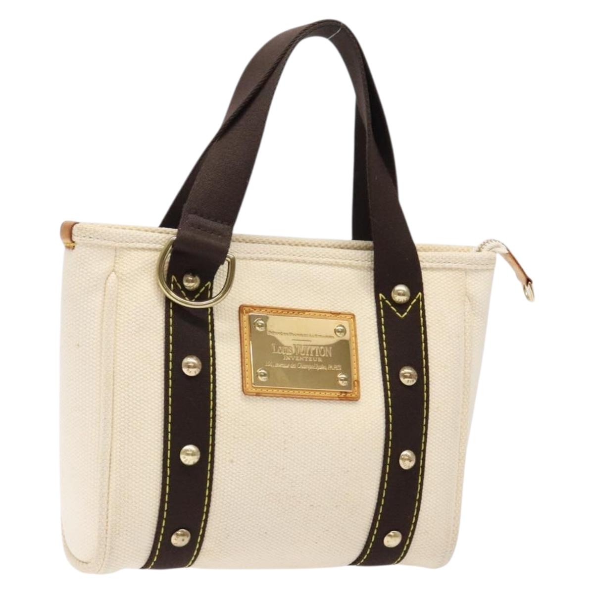 LOUIS VUITTON Antigua Cabas PM Tote Bag White Brown M40036 LV Auth ep10889