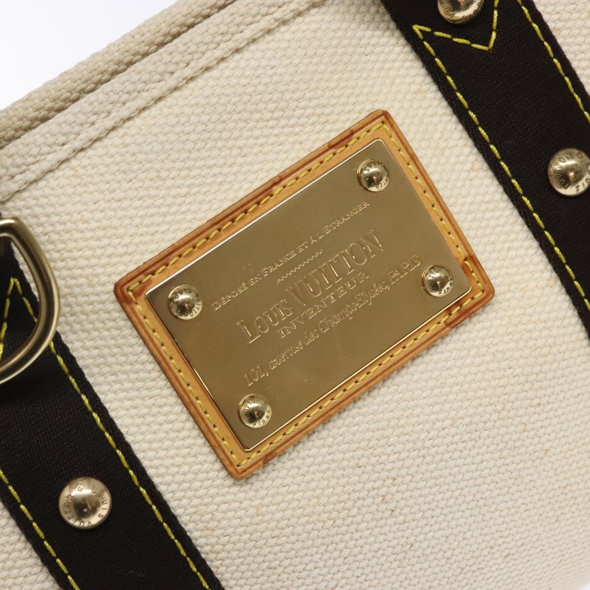 LOUIS VUITTON Antigua Cabas PM Tote Bag White Brown M40036 LV Auth ep10889