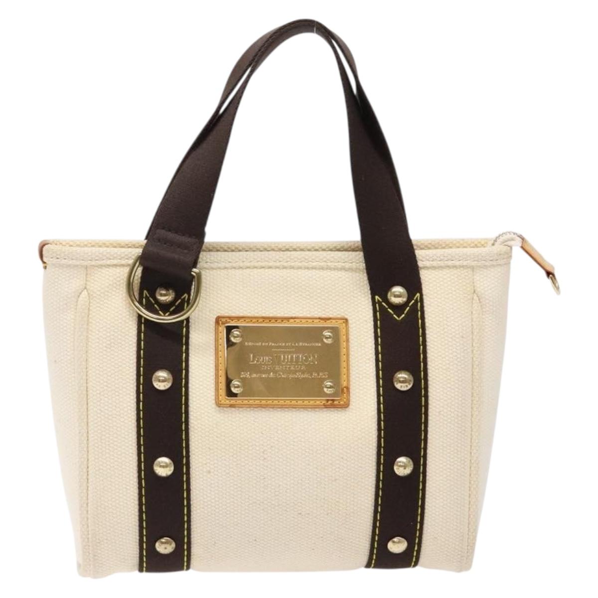 LOUIS VUITTON Antigua Cabas PM Tote Bag White Brown M40036 LV Auth ep10889