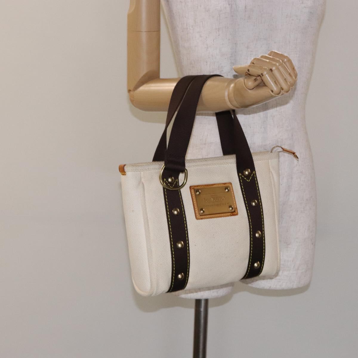 LOUIS VUITTON Antigua Cabas PM Tote Bag White Brown M40036 LV Auth ep10889