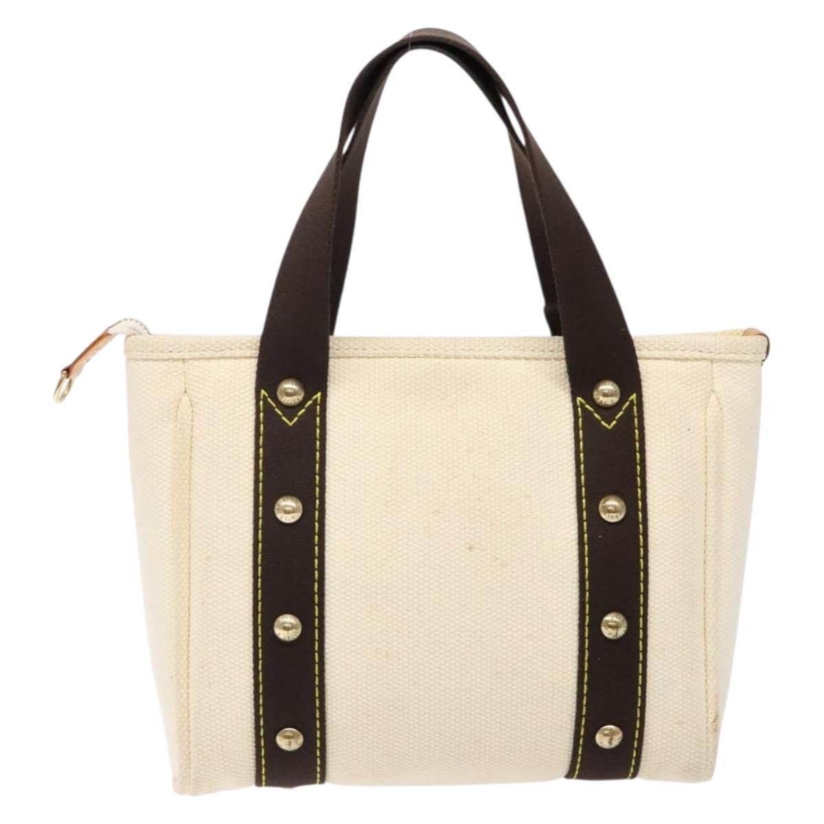 LOUIS VUITTON Antigua Cabas PM Tote Bag White Brown M40036 LV Auth ep10889
