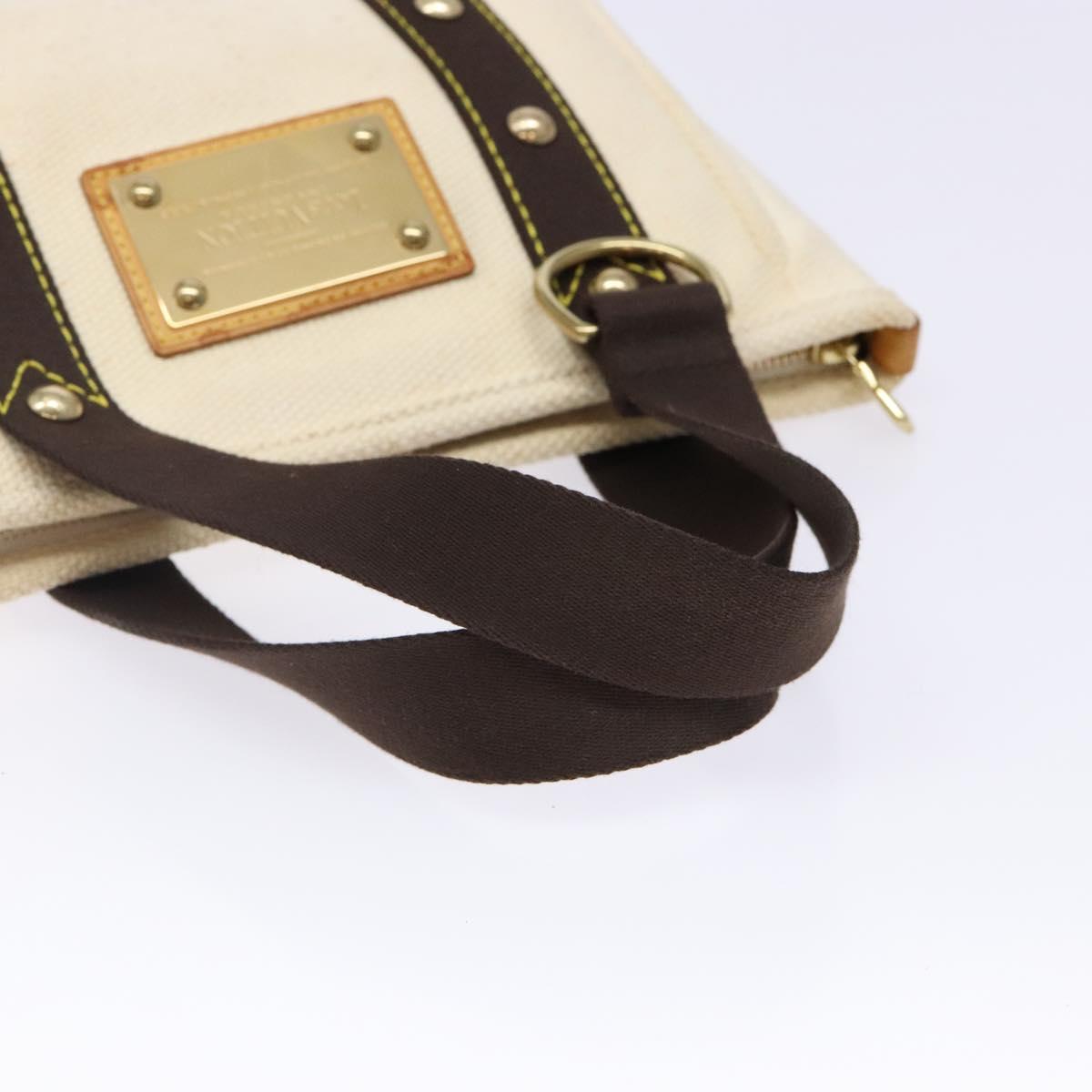 LOUIS VUITTON Antigua Cabas PM Tote Bag White Brown M40036 LV Auth ep10889