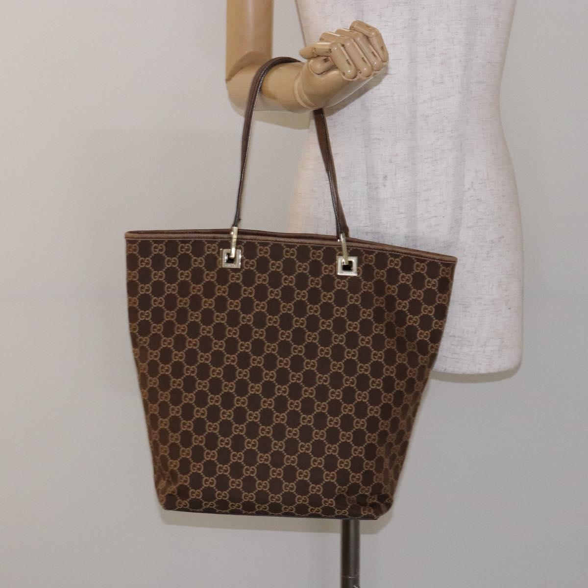 GUCCI GG Canvas Tote Bag Brown Gold 002 1098 Auth ep10894