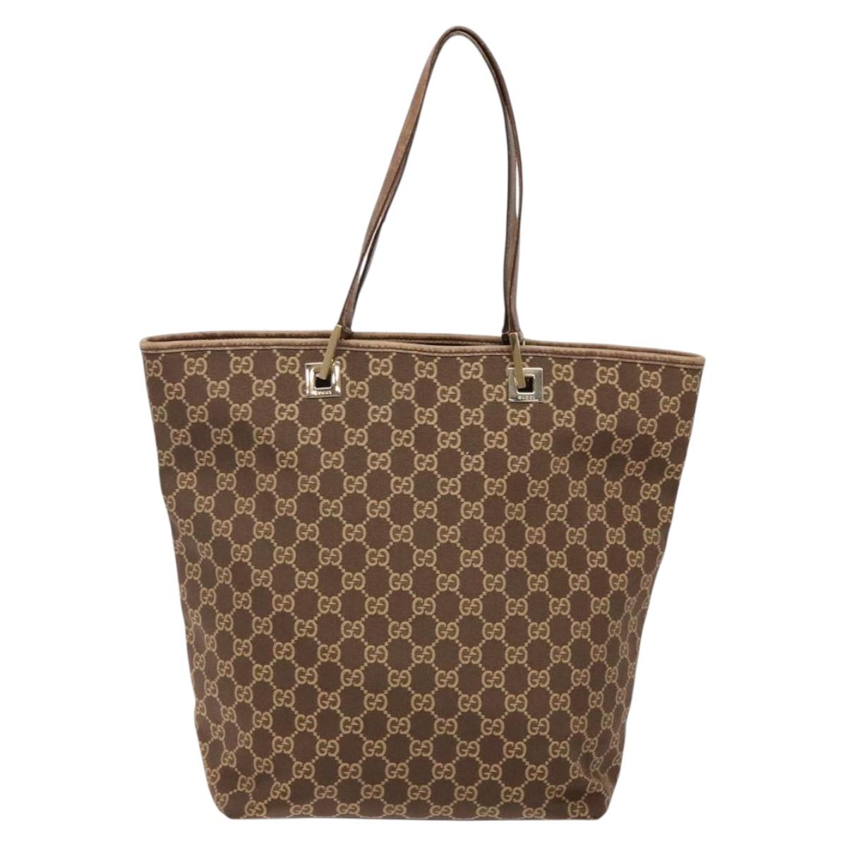 GUCCI GG Canvas Tote Bag Brown Gold 002 1098 Auth ep10894