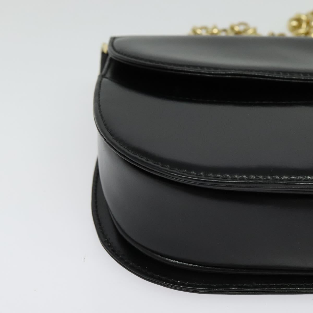 GUCCI Chain Shoulder Bag Leather Black Gold 004 406 0473 Auth ep10895