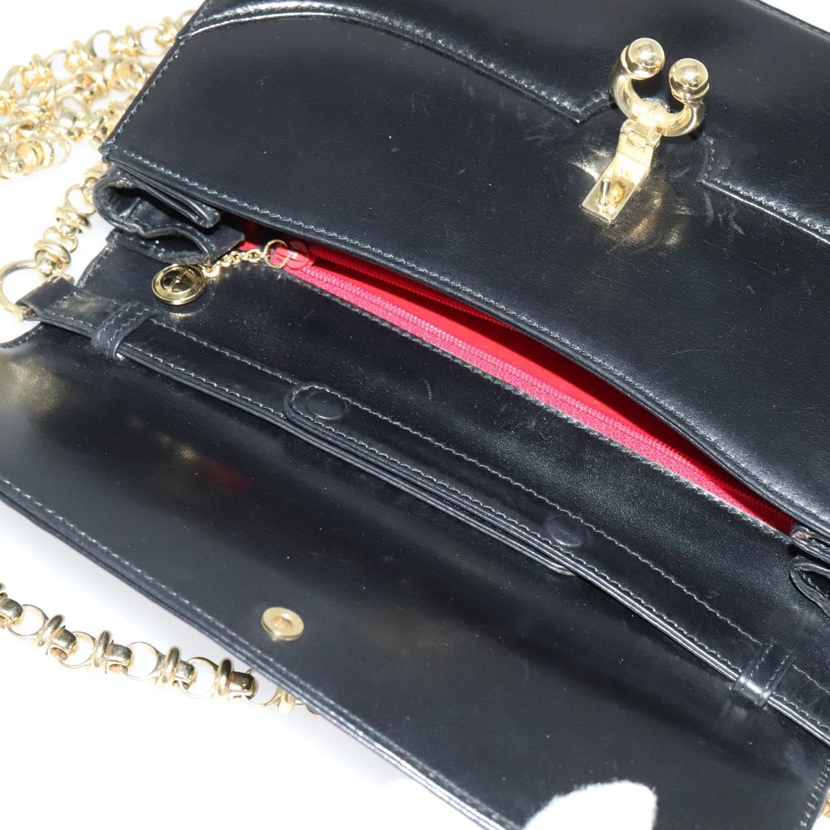 GUCCI Chain Shoulder Bag Leather Black Gold 004 406 0473 Auth ep10895
