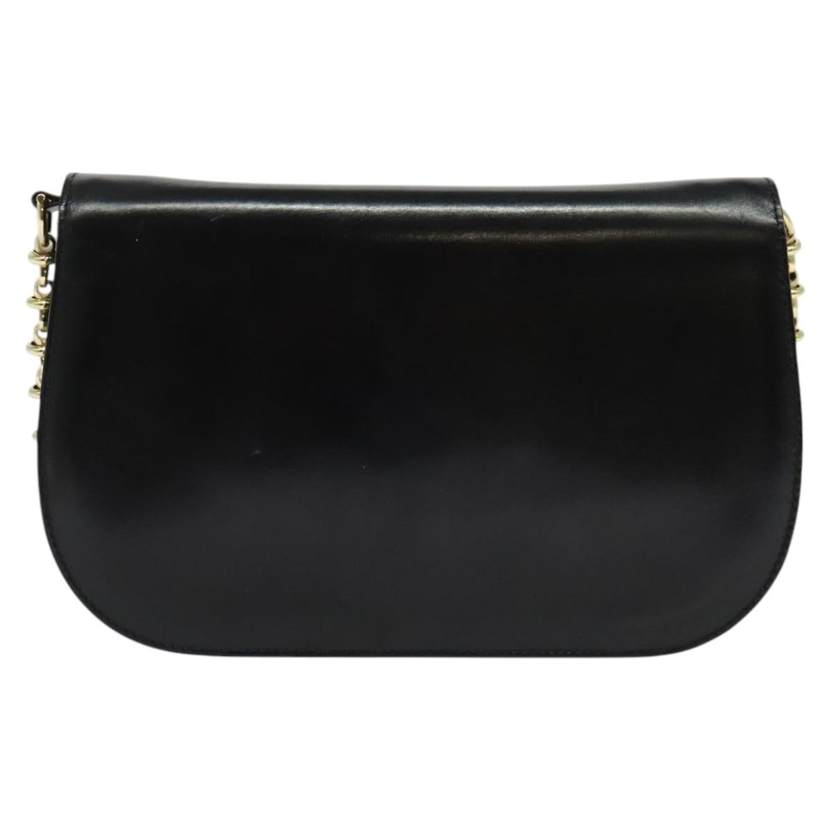 GUCCI Chain Shoulder Bag Leather Black Gold 004 406 0473 Auth ep10895