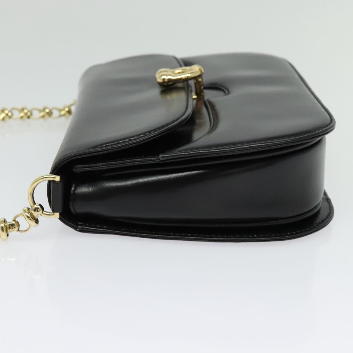 GUCCI Chain Shoulder Bag Leather Black Gold 004 406 0473 Auth ep10895