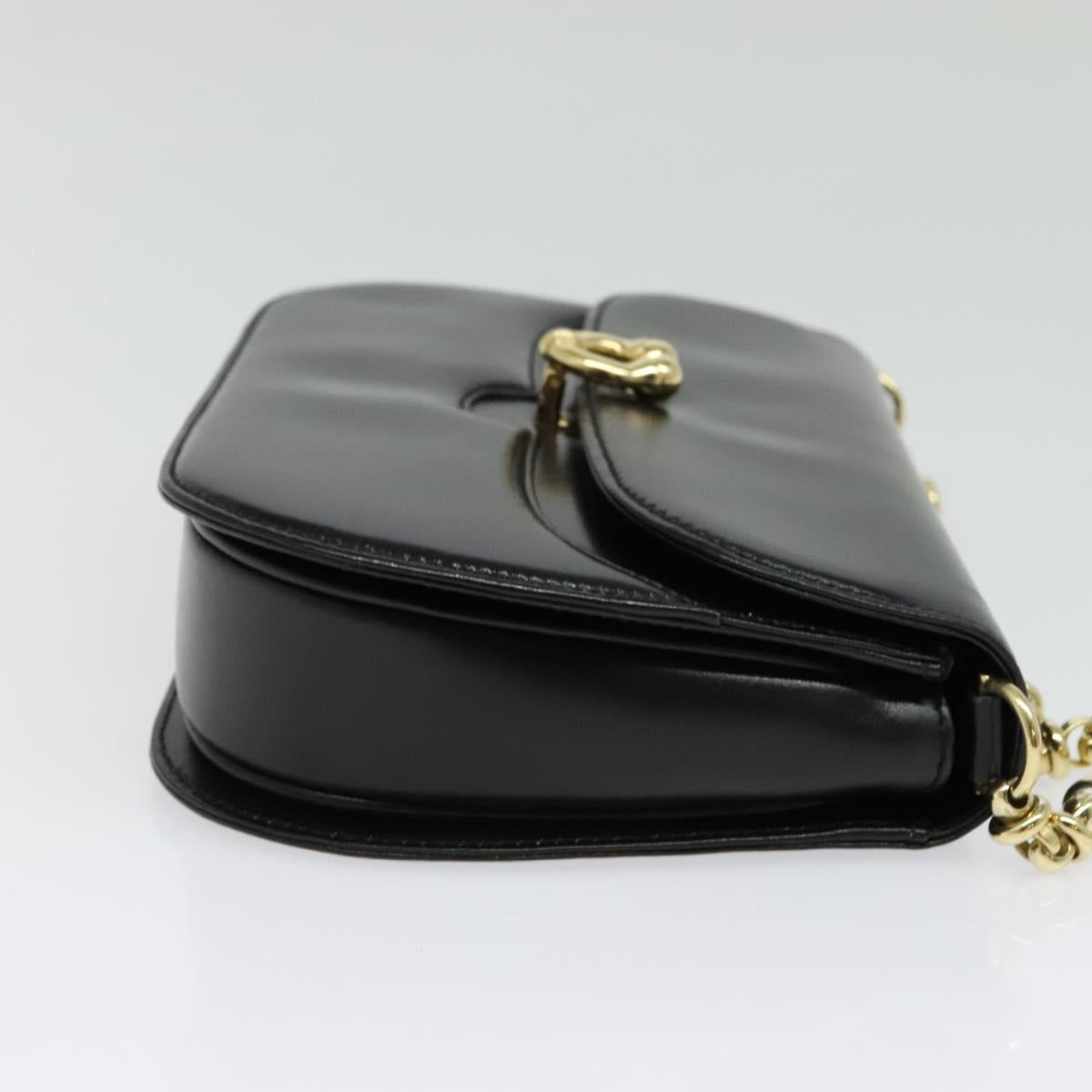 GUCCI Chain Shoulder Bag Leather Black Gold 004 406 0473 Auth ep10895