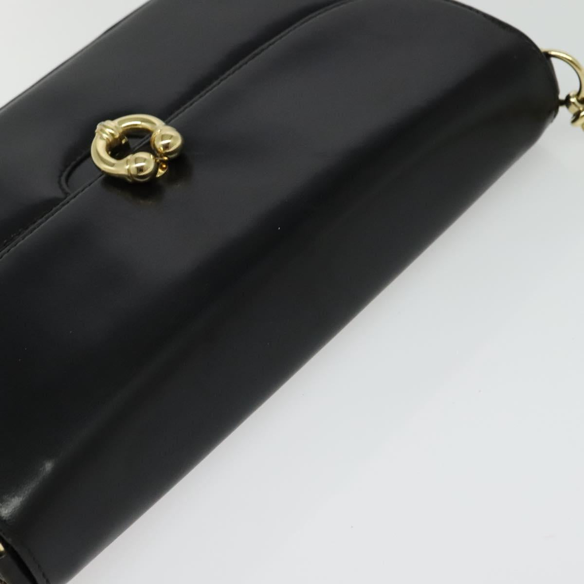 GUCCI Chain Shoulder Bag Leather Black Gold 004 406 0473 Auth ep10895