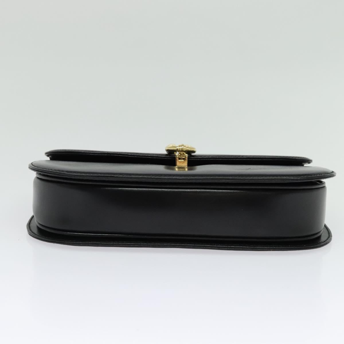 GUCCI Chain Shoulder Bag Leather Black Gold 004 406 0473 Auth ep10895