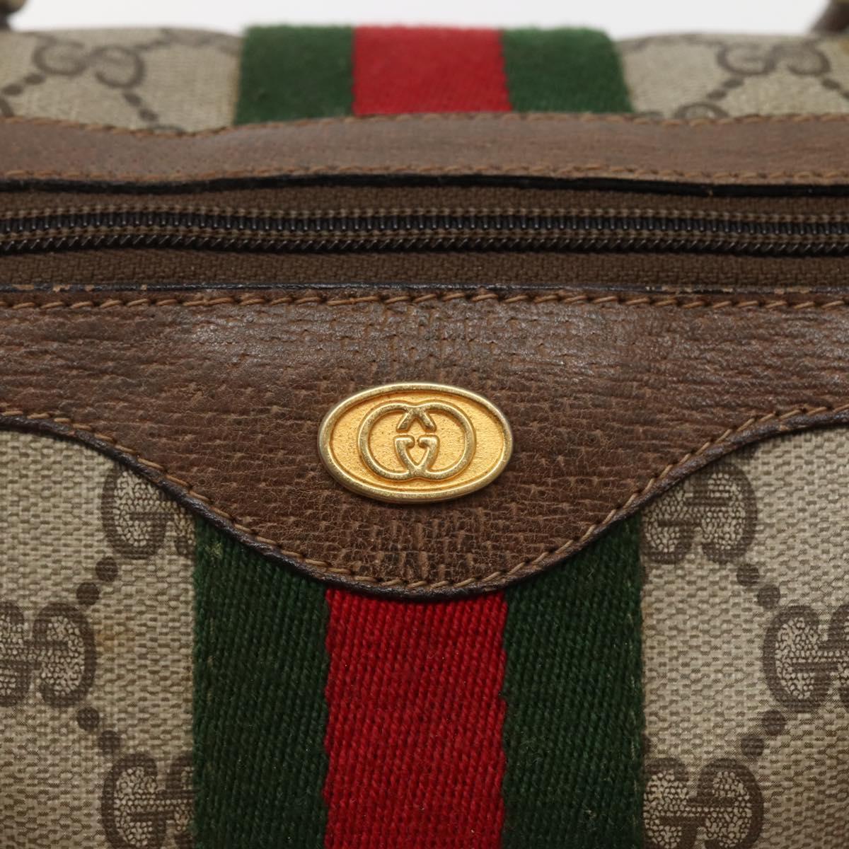 GUCCI GG Supreme Web Sherry Line Boston Bag PVC Beige 39 02 007 Auth ep10901
