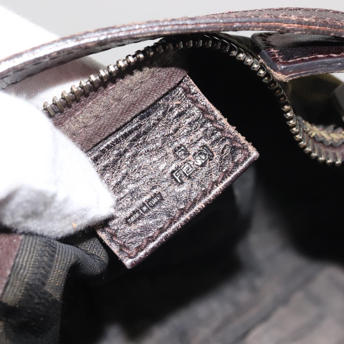 FENDI Zucca Canvas Hand Bag Black Brown Auth ep10930