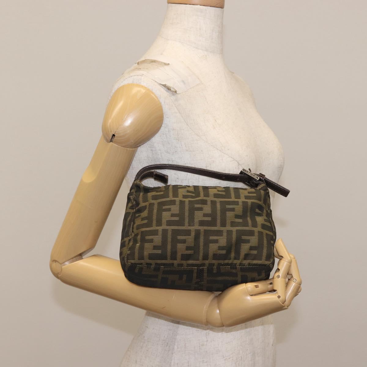FENDI Zucca Canvas Hand Bag Black Brown Auth ep10930