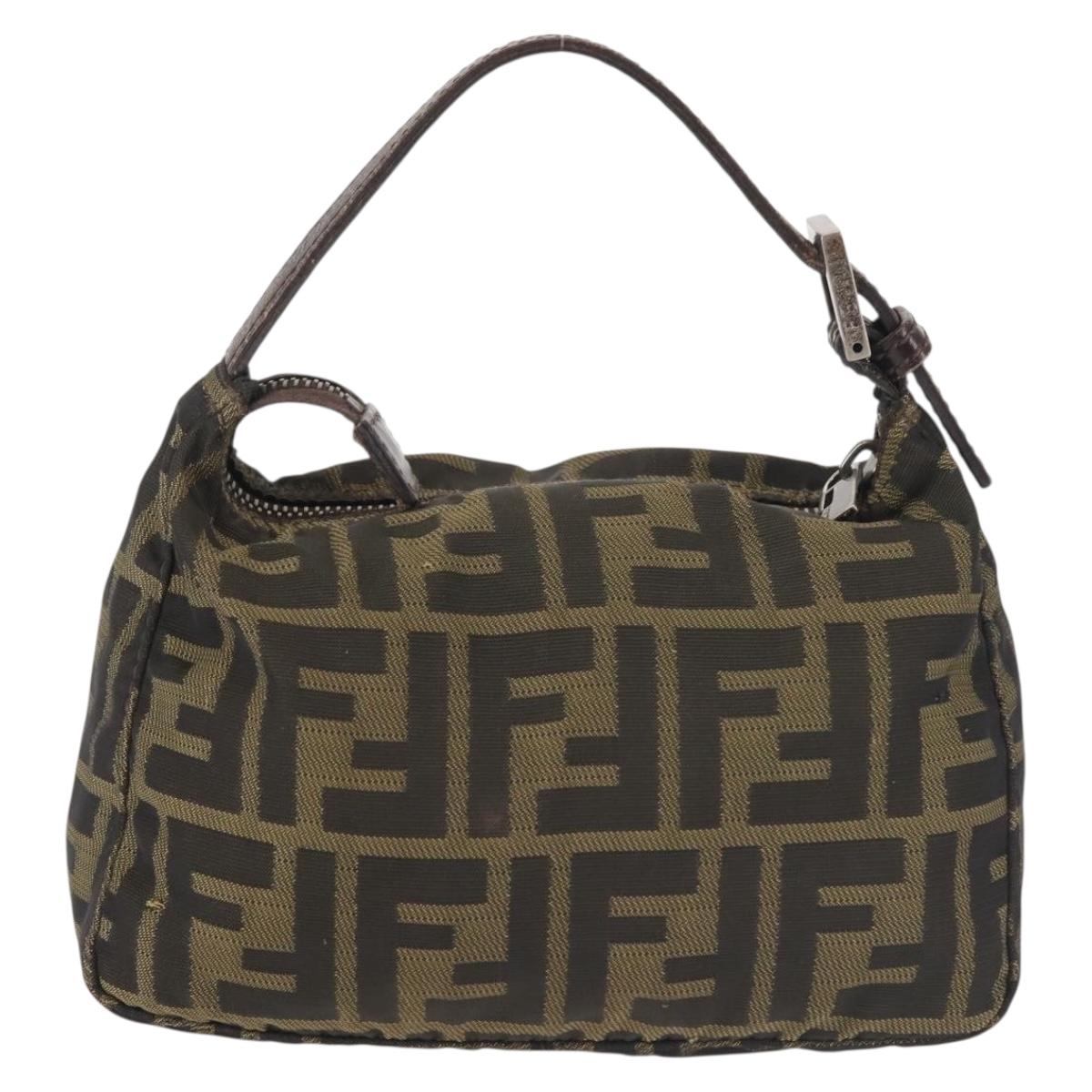 FENDI Zucca Canvas Hand Bag Black Brown Auth ep10930