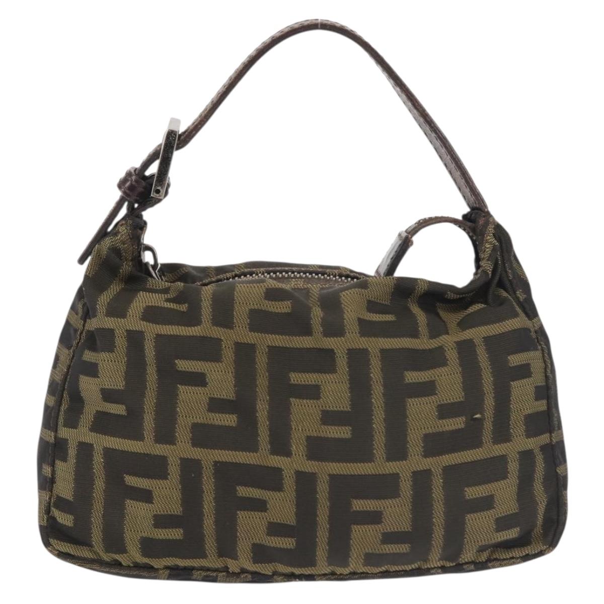 FENDI Zucca Canvas Hand Bag Black Brown Auth ep10930