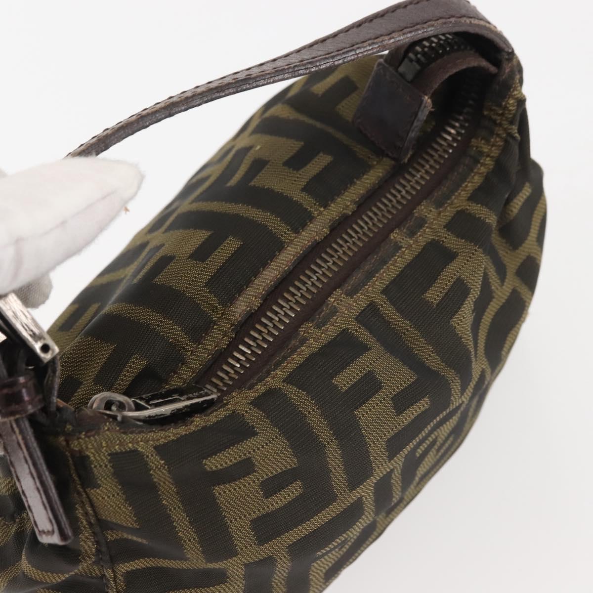 FENDI Zucca Canvas Hand Bag Black Brown Auth ep10930