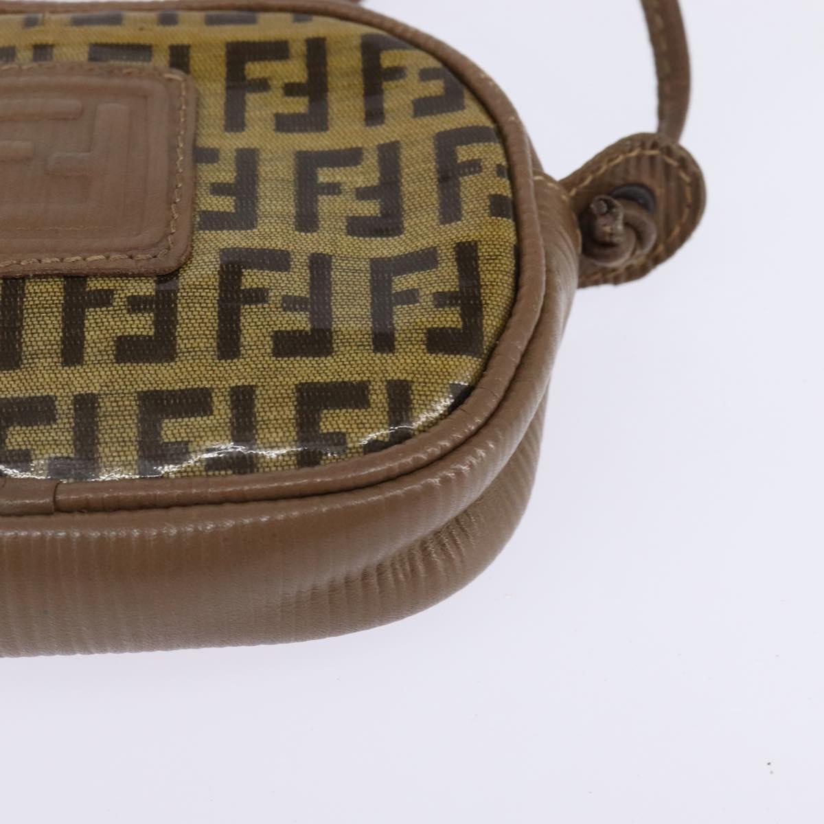 FENDI Zucchino Canvas Shoulder Bag Beige Auth ep10936
