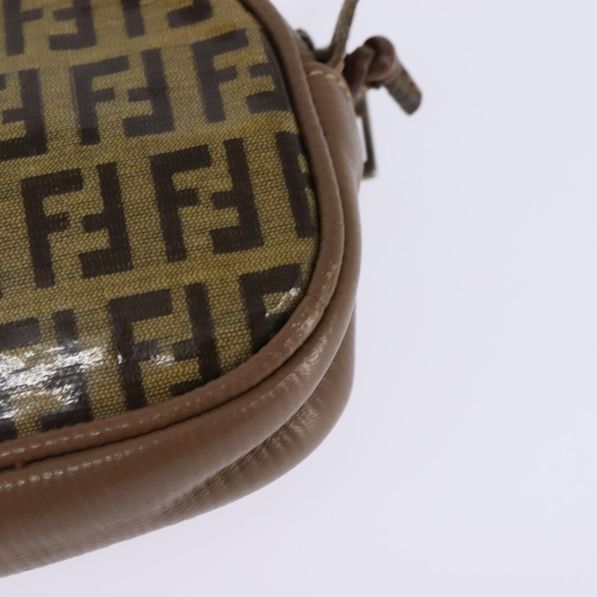 FENDI Zucchino Canvas Shoulder Bag Beige Auth ep10936