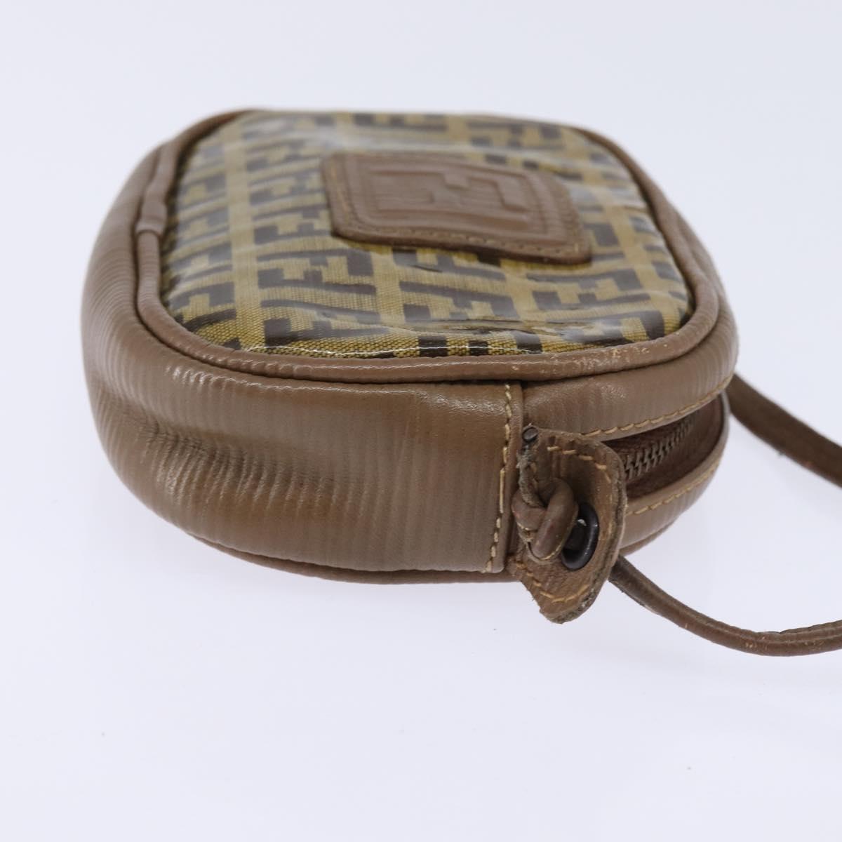 FENDI Zucchino Canvas Shoulder Bag Beige Auth ep10936