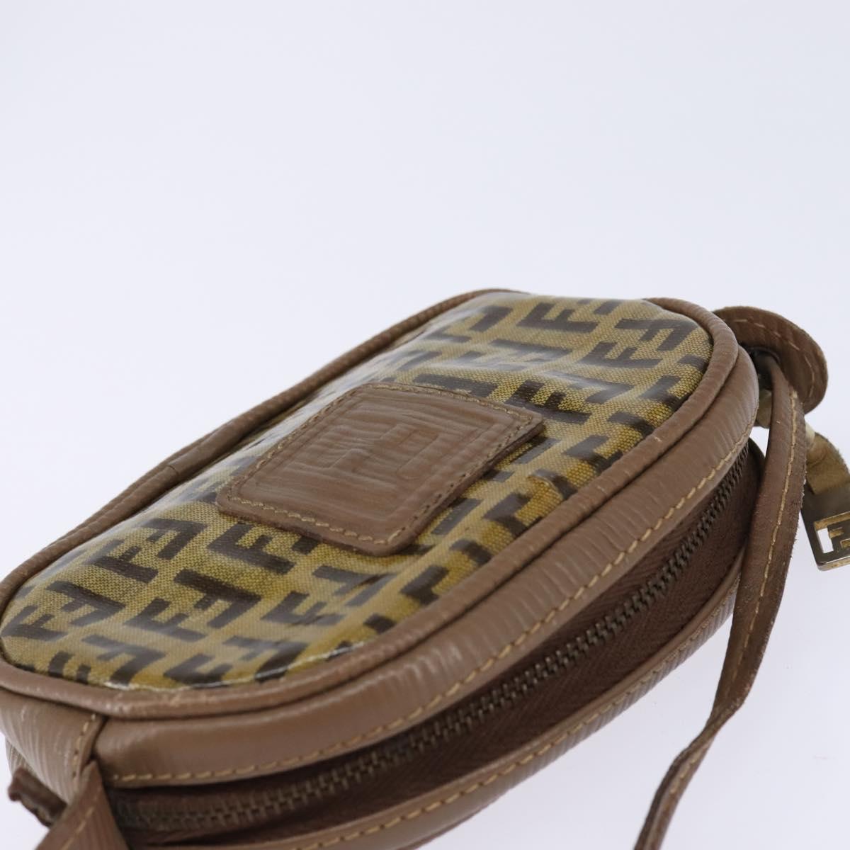 FENDI Zucchino Canvas Shoulder Bag Beige Auth ep10936