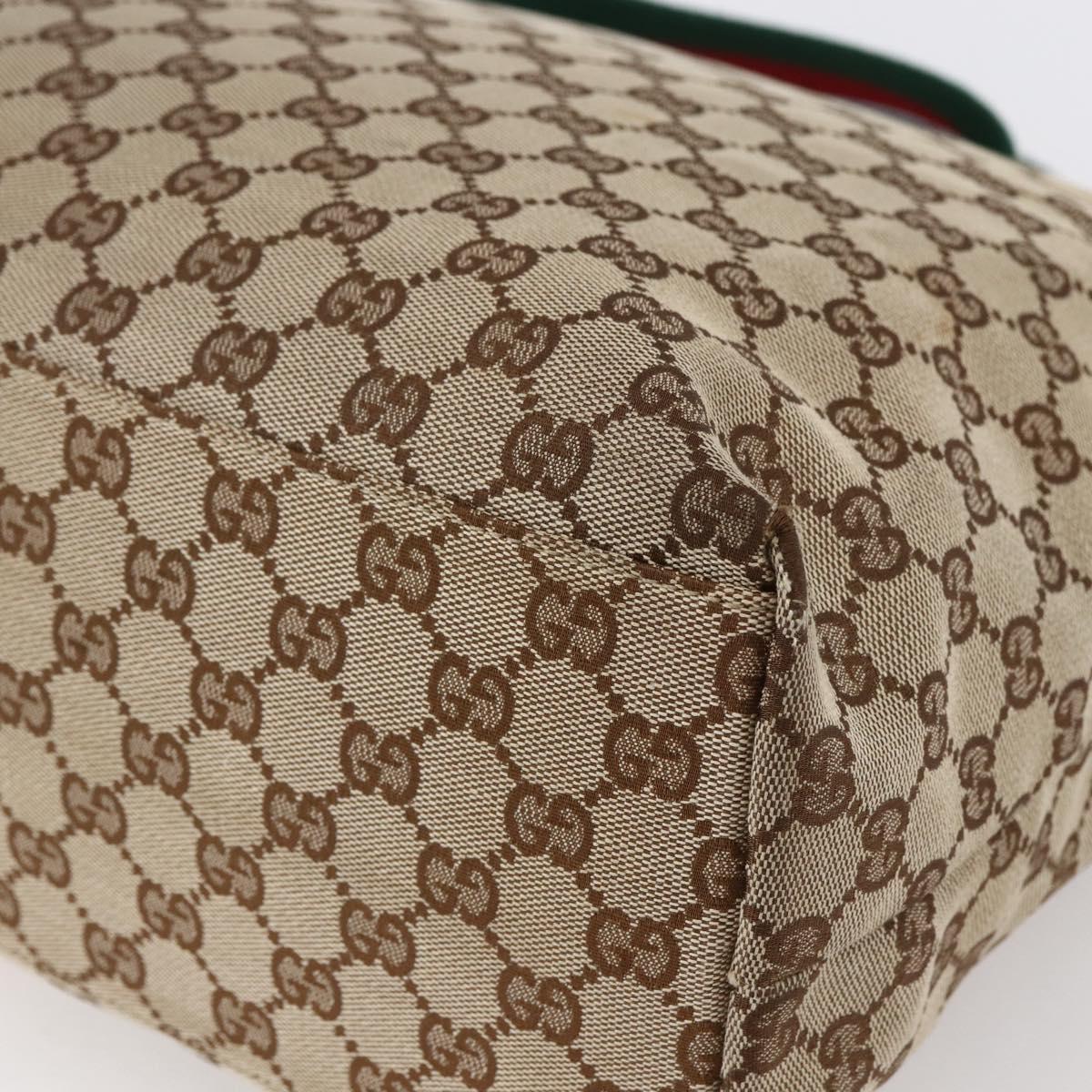 GUCCI GG Canvas Web Sherry Line Tote Bag Beige Silver 155524 Auth ep10948