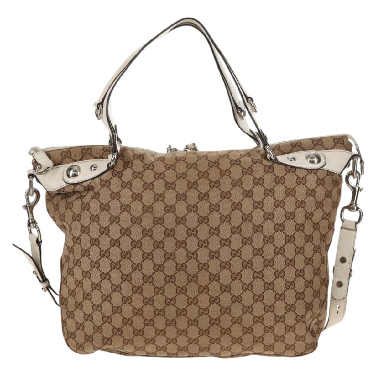 GUCCI GG Canvas Hand Bag 2way Beige White Auth ep10950