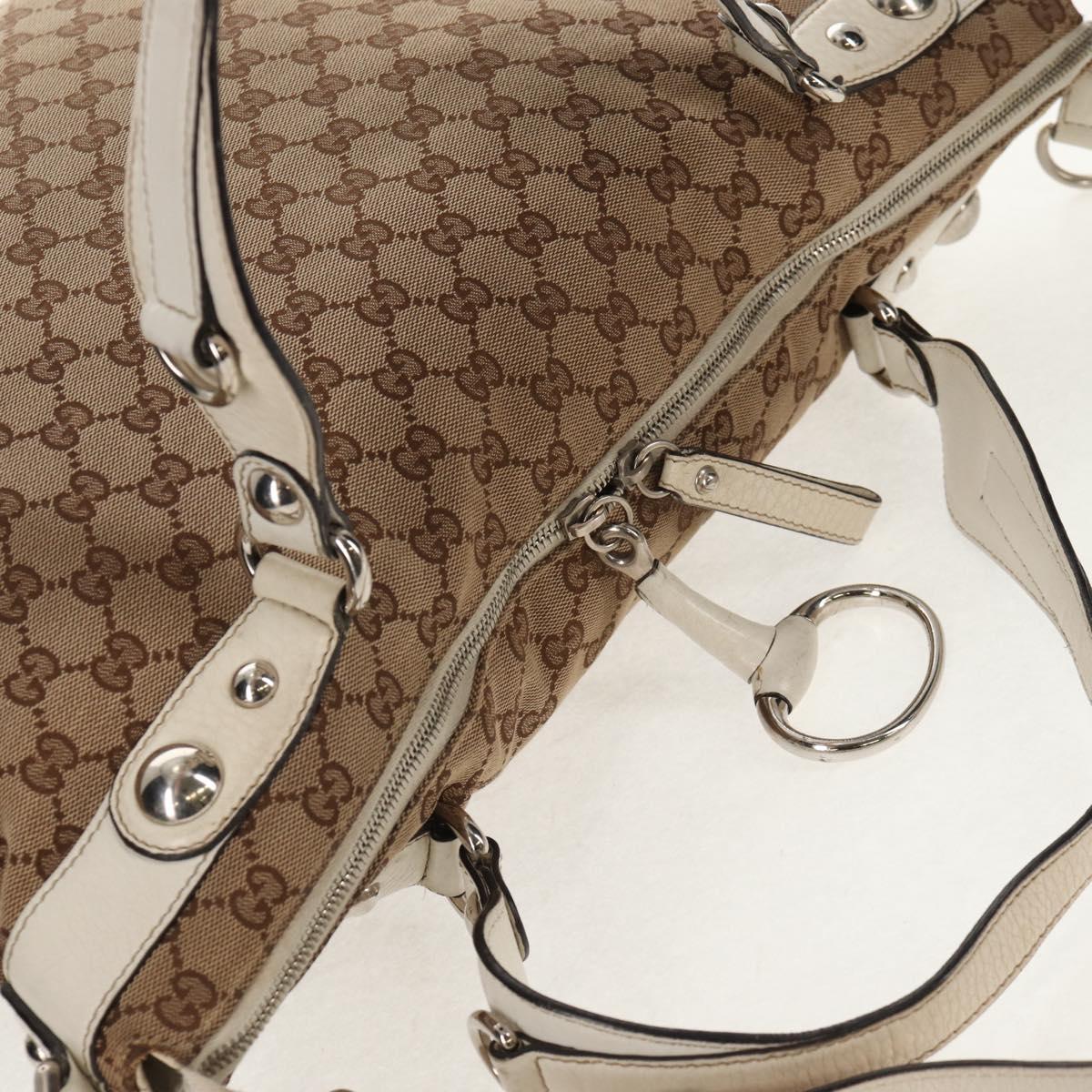 GUCCI GG Canvas Hand Bag 2way Beige White Auth ep10950