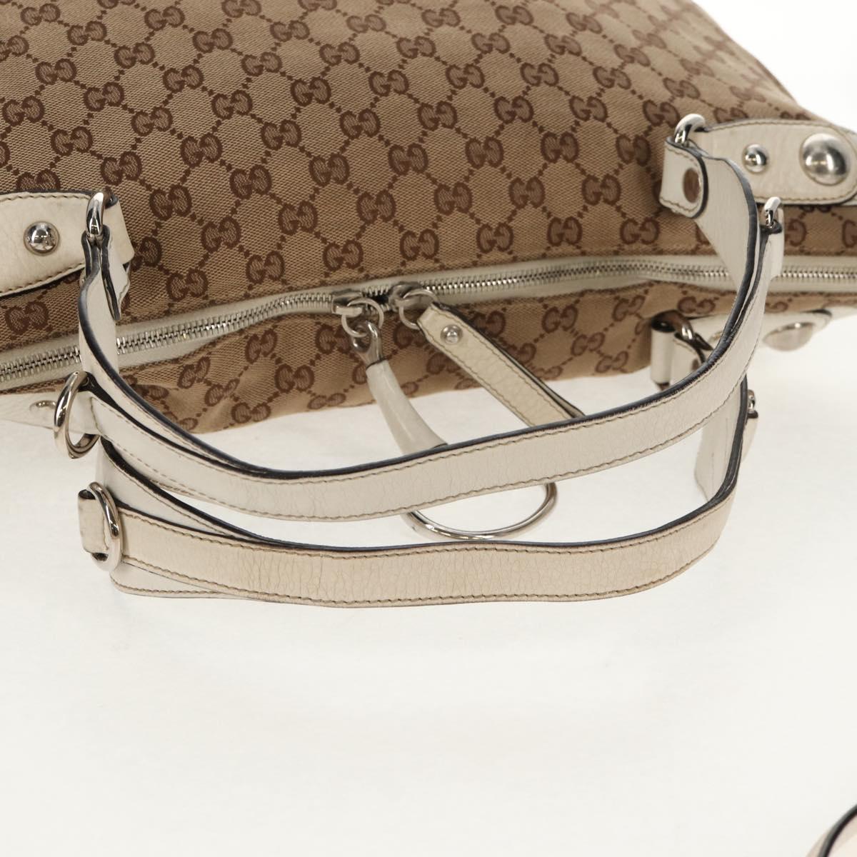 GUCCI GG Canvas Hand Bag 2way Beige White Auth ep10950