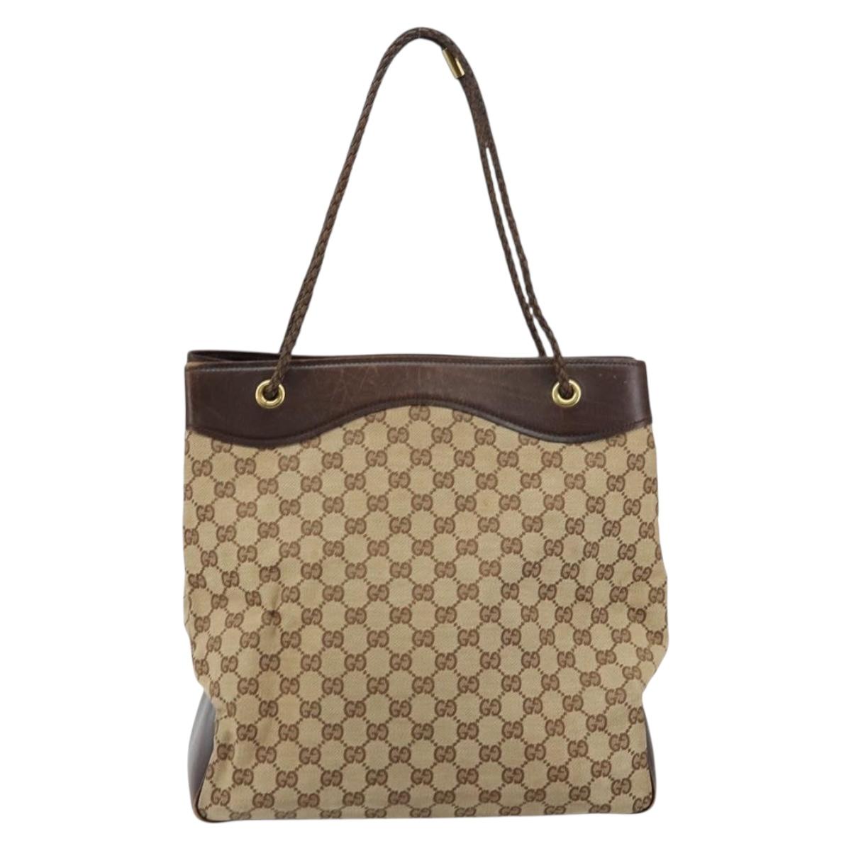 GUCCI GG Canvas Tote Bag Beige Auth ep10953