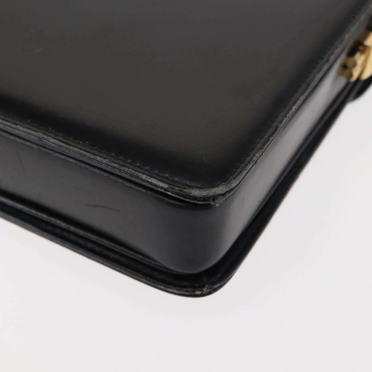 GUCCI Shoulder Bag Leather Black Auth ep10955