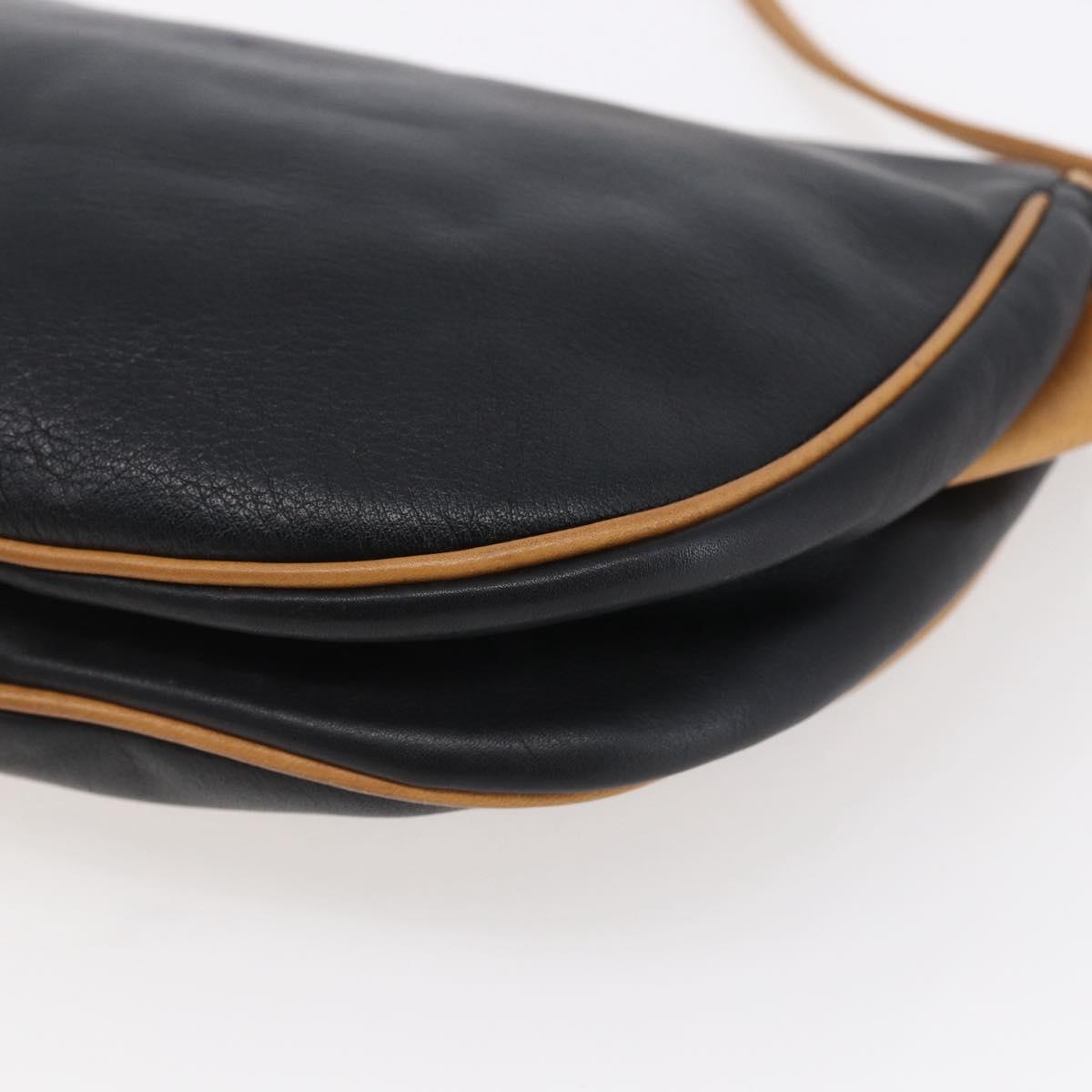 CELINE Shoulder Bag Leather Black Gold Auth ep10956