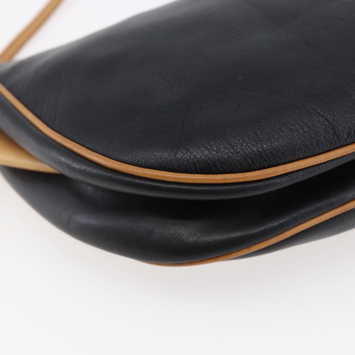 CELINE Shoulder Bag Leather Black Gold Auth ep10956